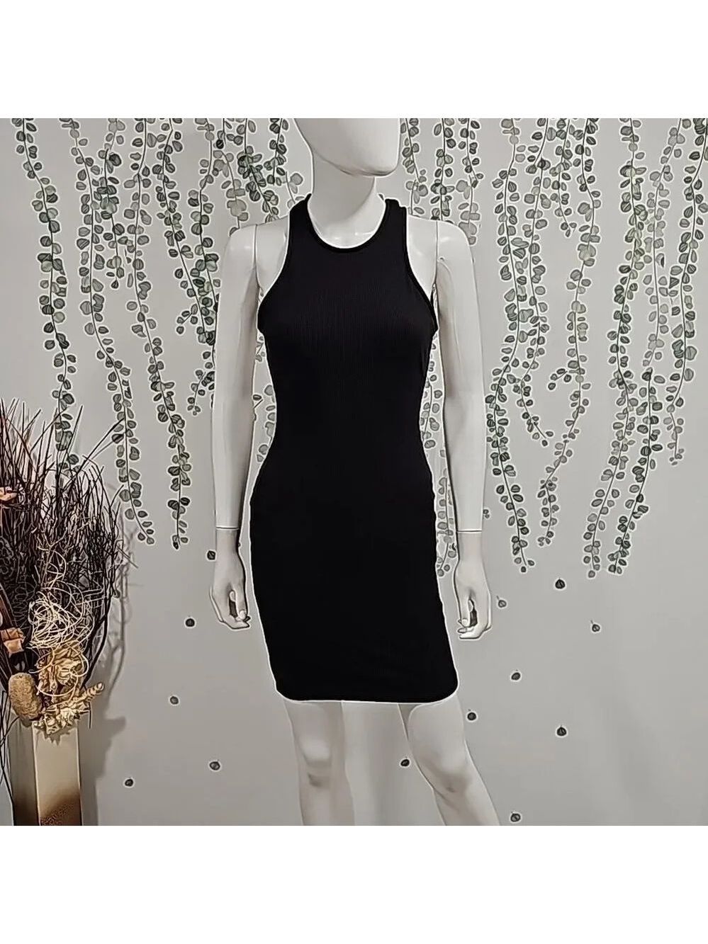 NWOT Lulu's Favorite Idea Black Ribbed Backless Bodycon Mini Dress - Picture 3 of 10